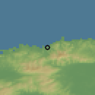Shaded relief of the 60 km around Carúpano, drawn from the GMTED2010 grid