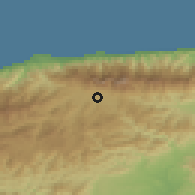 Shaded relief of the 60 km around Chacao, drawn from the GMTED2010 grid