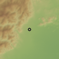 Shaded relief of the 60 km around Araure, drawn from the GMTED2010 grid
