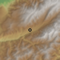 Shaded relief of the 60 km around Ejido, drawn from the GMTED2010 grid