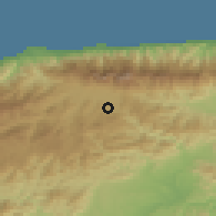 Shaded relief of the 60 km around El Cafetal, drawn from the GMTED2010 grid