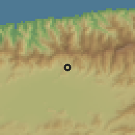 Shaded relief of the 60 km around El Limón, drawn from the GMTED2010 grid