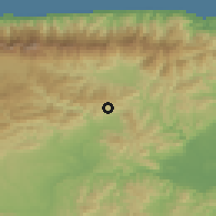 Shaded relief of the 60 km around Filas de Mariche, drawn from the GMTED2010 grid