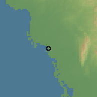 Shaded relief of the 60 km around Bachaquero, drawn from the GMTED2010 grid