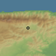 Shaded relief of the 60 km around Guarenas, drawn from the GMTED2010 grid