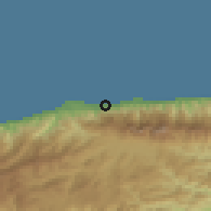 Shaded relief of the 60 km around La Guaira, drawn from the GMTED2010 grid