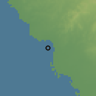 Shaded relief of the 60 km around Lagunillas, drawn from the GMTED2010 grid