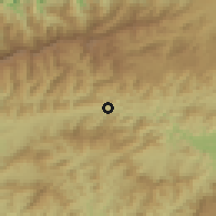 Shaded relief of the 60 km around Las Teyerías, drawn from the GMTED2010 grid