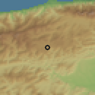 Shaded relief of the 60 km around Los Teques, drawn from the GMTED2010 grid