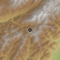 Shaded relief of the 60 km around Mérida, drawn from the GMTED2010 grid