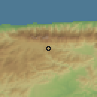 Shaded relief of the 60 km around Petare, drawn from the GMTED2010 grid