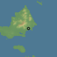 Shaded relief of the 60 km around Porlamar, drawn from the GMTED2010 grid