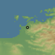 Shaded relief of the 60 km around Puerto la Cruz, drawn from the GMTED2010 grid