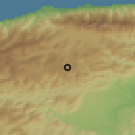 Shaded relief of the 60 km around San Antonio de los Altos, drawn from the GMTED2010 grid