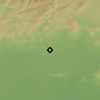 Shaded relief of the 60 km around San Carlos, drawn from the GMTED2010 grid