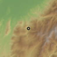 Shaded relief of the 60 km around San Juan de Colón, drawn from the GMTED2010 grid
