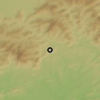 Shaded relief of the 60 km around San Juan de los Morros, drawn from the GMTED2010 grid