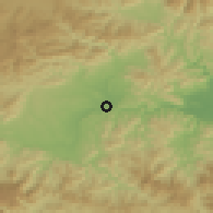 Shaded relief of the 60 km around Santa Teresa, drawn from the GMTED2010 grid
