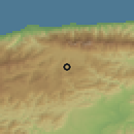 Shaded relief of the 60 km around Baruta, drawn from the GMTED2010 grid