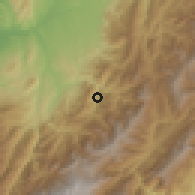 Shaded relief of the 60 km around Trujillo, drawn from the GMTED2010 grid