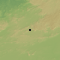 Shaded relief of the 60 km around Upata, drawn from the GMTED2010 grid