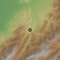 Shaded relief of the 60 km around Valera, drawn from the GMTED2010 grid