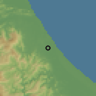 Shaded relief of the 59 km around Đồng Hới, drawn from the GMTED2010 grid