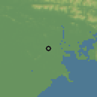 Shaded relief of the 58 km around Hải Phòng, drawn from the GMTED2010 grid