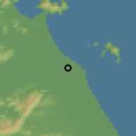 Shaded relief of the 59 km around Hội An, drawn from the GMTED2010 grid