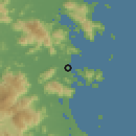 Shaded relief of the 60 km around Nha Trang, drawn from the GMTED2010 grid
