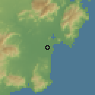 Shaded relief of the 60 km around Phan Rang, drawn from the GMTED2010 grid