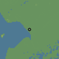 Shaded relief of the 60 km around Rạch Giá, drawn from the GMTED2010 grid