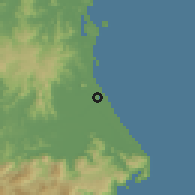 Shaded relief of the 60 km around Tuy Hòa, drawn from the GMTED2010 grid