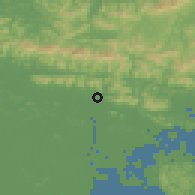 Shaded relief of the 58 km around Uông Bí, drawn from the GMTED2010 grid