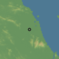 Shaded relief of the 59 km around Vinh, drawn from the GMTED2010 grid