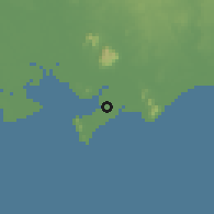 Shaded relief of the 60 km around Vũng Tàu, drawn from the GMTED2010 grid