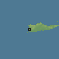 Shaded relief of the 59 km around Frederiksted, drawn from the GMTED2010 grid