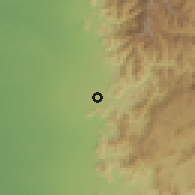 Shaded relief of the 59 km around al-Ghawādir, drawn from the GMTED2010 grid