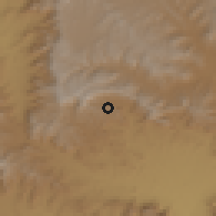 Shaded relief of the 59 km around al-Ghayl, drawn from the GMTED2010 grid