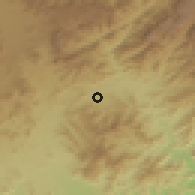 Shaded relief of the 60 km around al-H̨abīl, drawn from the GMTED2010 grid