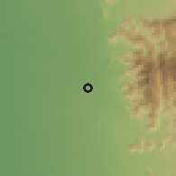 Shaded relief of the 59 km around al-H̨addādiyah, drawn from the GMTED2010 grid