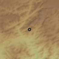 Shaded relief of the 59 km around al-H̨amrā, drawn from the GMTED2010 grid