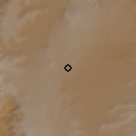 Shaded relief of the 59 km around al-H̨amrā, drawn from the GMTED2010 grid