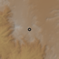 Shaded relief of the 59 km around al-H̨arūrah, drawn from the GMTED2010 grid