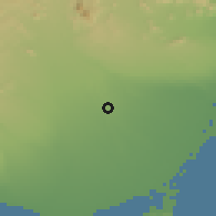 Shaded relief of the 60 km around al-H̨awţah, drawn from the GMTED2010 grid