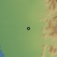 Shaded relief of the 59 km around al-H̨awţah, drawn from the GMTED2010 grid