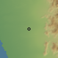 Shaded relief of the 59 km around al-H̨imā, drawn from the GMTED2010 grid