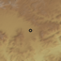 Shaded relief of the 59 km around al-H̨uşayn, drawn from the GMTED2010 grid