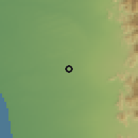Shaded relief of the 59 km around al-H̨ussayniyah, drawn from the GMTED2010 grid