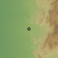 Shaded relief of the 59 km around 'Abs, drawn from the GMTED2010 grid